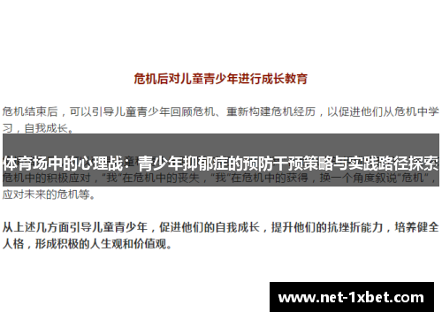 体育场中的心理战：青少年抑郁症的预防干预策略与实践路径探索